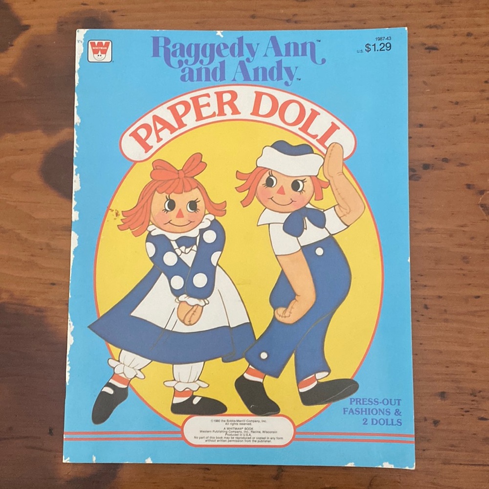 Vintage Raggedy Andy and Ann paper doll booklet iconic book new 1980 uncut